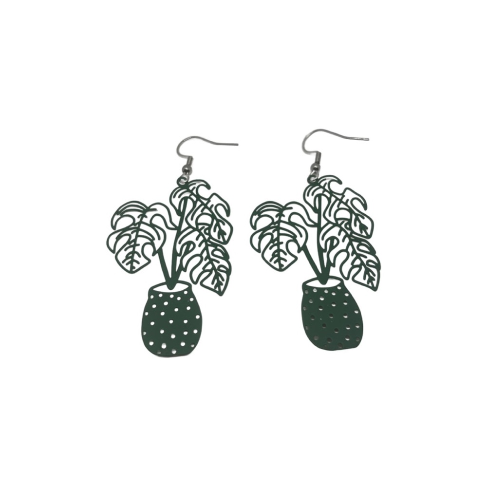 Elegant Green Plant Earrings